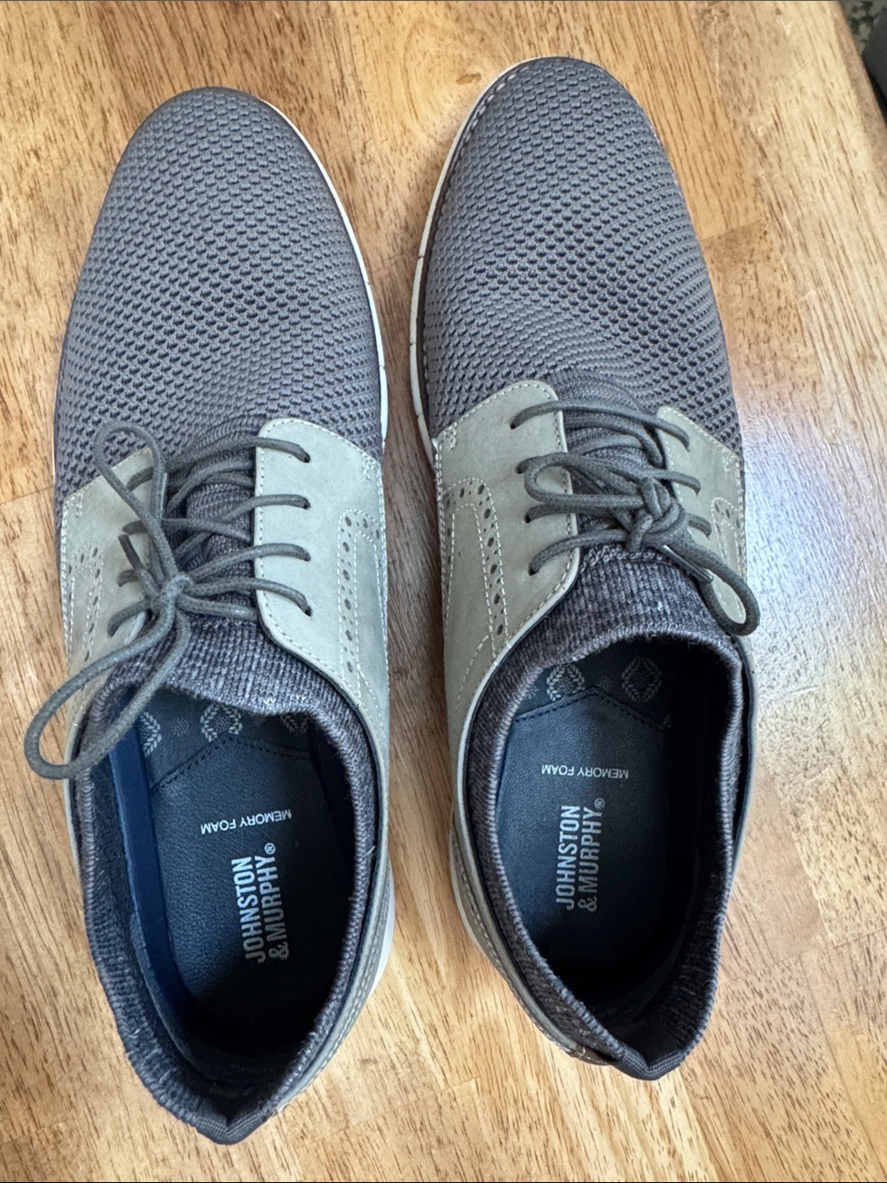 Johnston & Murphy Eaton Plain Toe Two-Tone Knit Lace-Up Oxfords in Gray